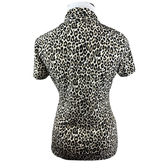 NEW Philosophy Faux Wrap Surplice Leopard Print Short Sleeve Stretchy Top Large - Picture 7 of 11